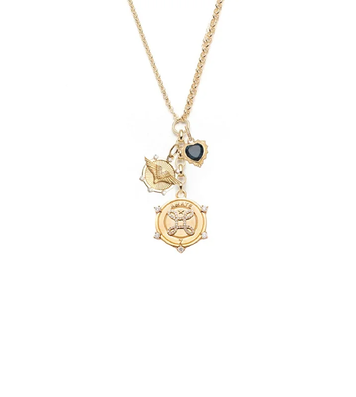 gold charm bracelet with initials True Love Knot - True Love & Vivacity : Medium Mixed Belcher Extension Necklace