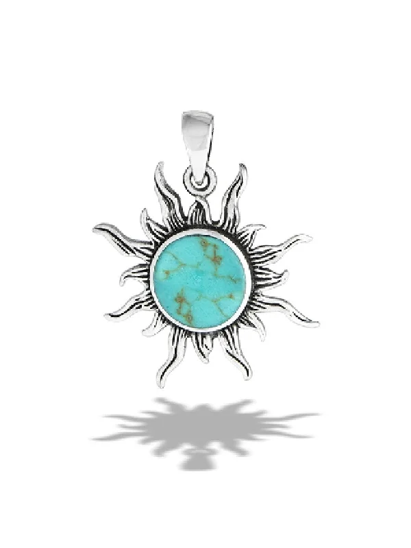 silver infinity knot ring Turquoise Sun Pendant Necklace