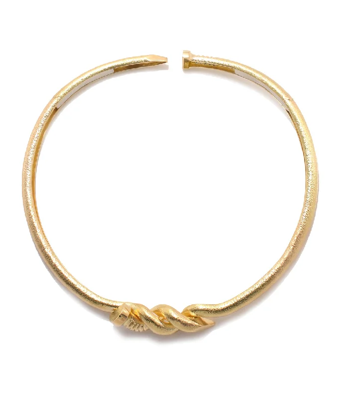 minimalist birthstone bangle Twisted Nail Collar, Hammered 18K Gold
