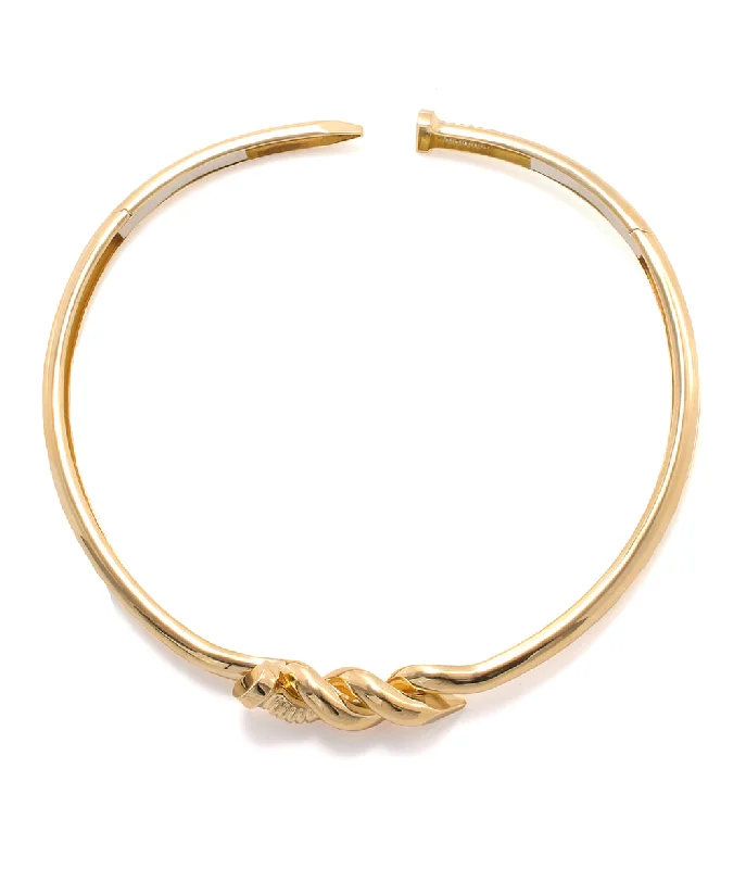 classic cubic zirconia pendant Twisted Nail Collar, Polished 18K Gold
