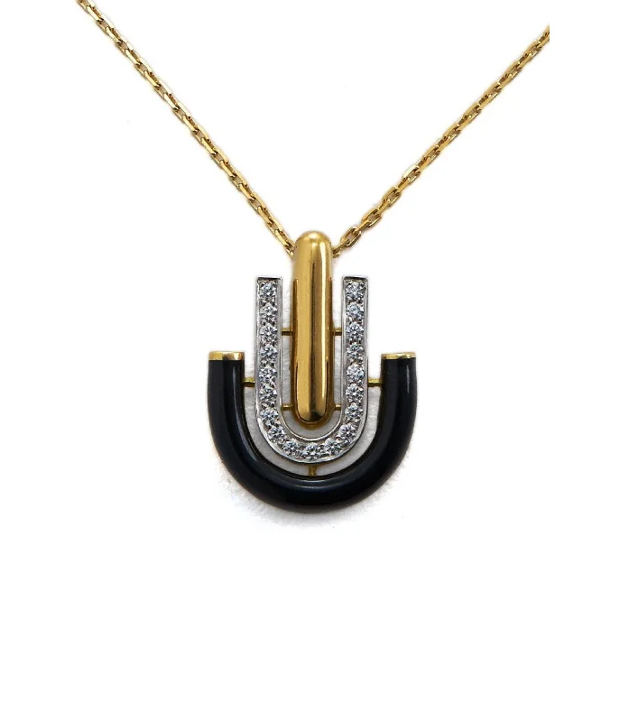 classic pearl bridal earrings Unity Necklace, Black Enamel