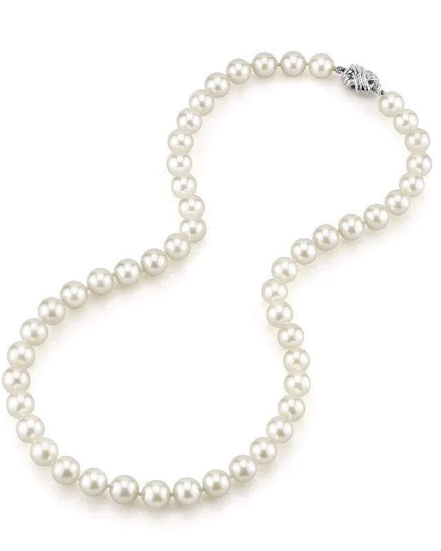 rose gold feather earrings White Japanese Akoya Pearl Necklace, 8.0-8.5mm - AAA Quality rose gold feather earrings White Japanese Akoya Pearl Necklace, 8.0-8.5mm - AAA Quality