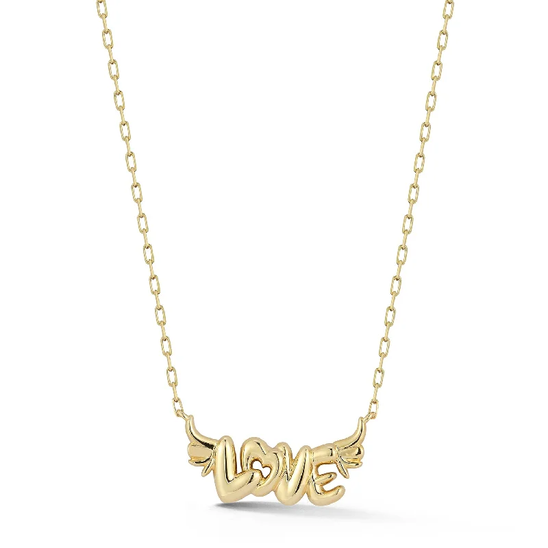 dainty rose gold chain bracelet Winged "LOVE" Necklace