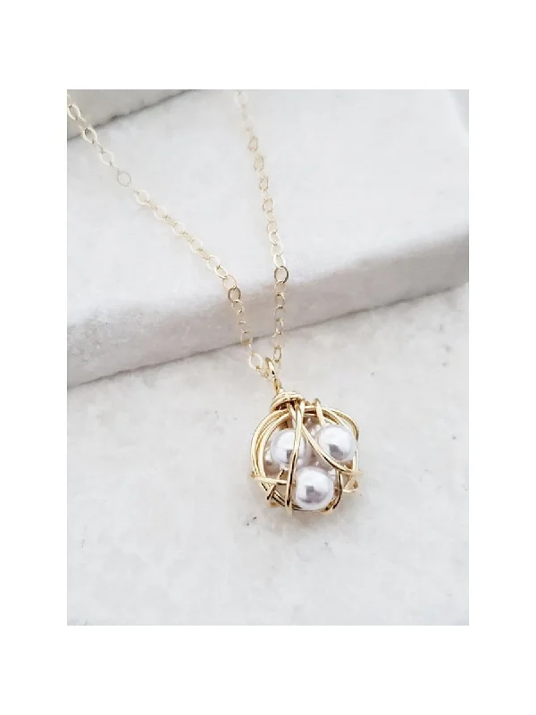 modern hexagon stud earrings Woven Pearl Pendant Necklace